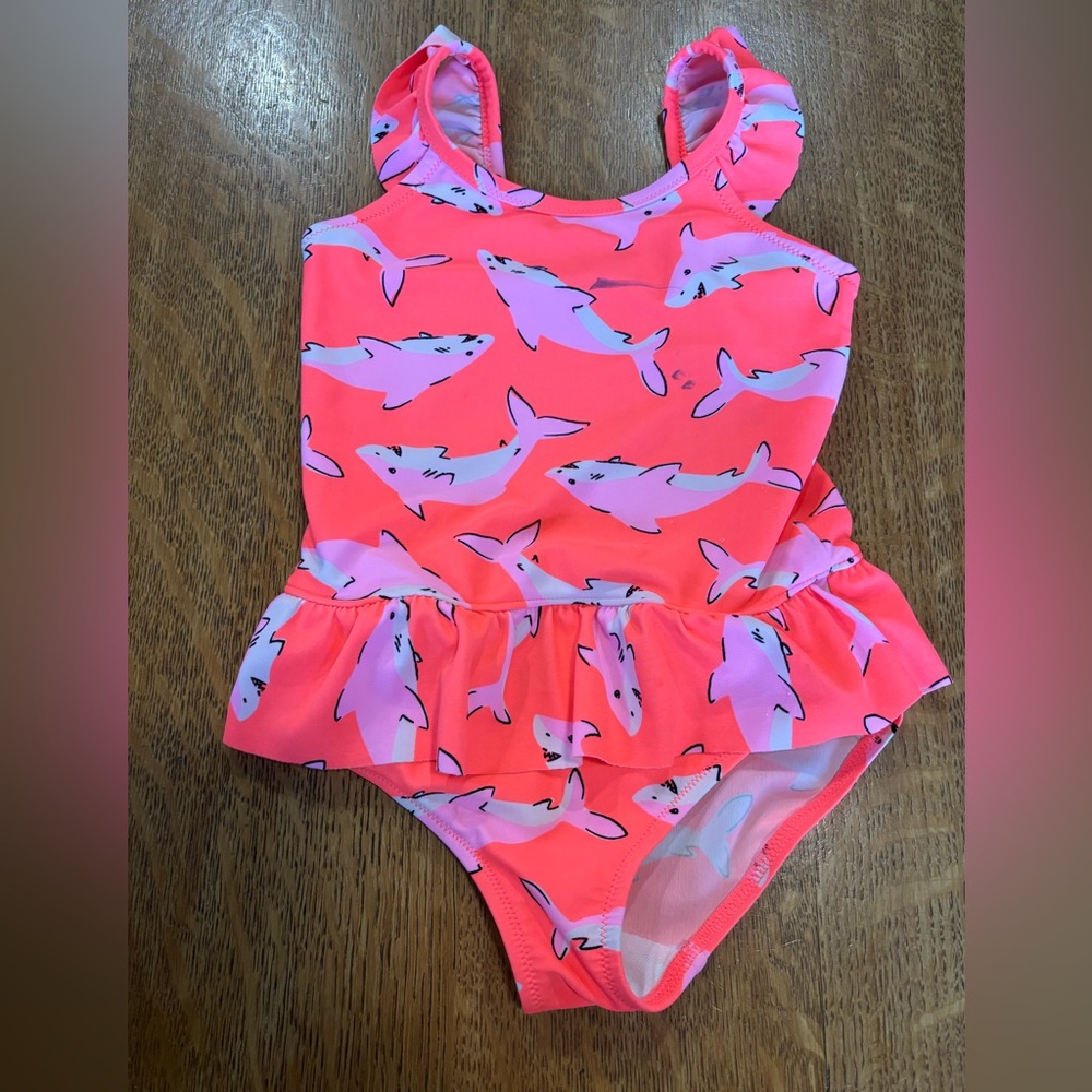 OshKosh B'gosh Pink One Piece Swimsuit Shark Print